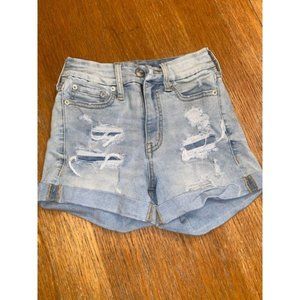Aeropostale High Rise Curvy Midi Denim Shorts-000